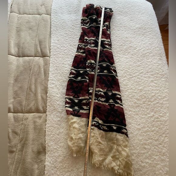 Tan and Maroon Printed Design Scarf - Picture 3 of 4